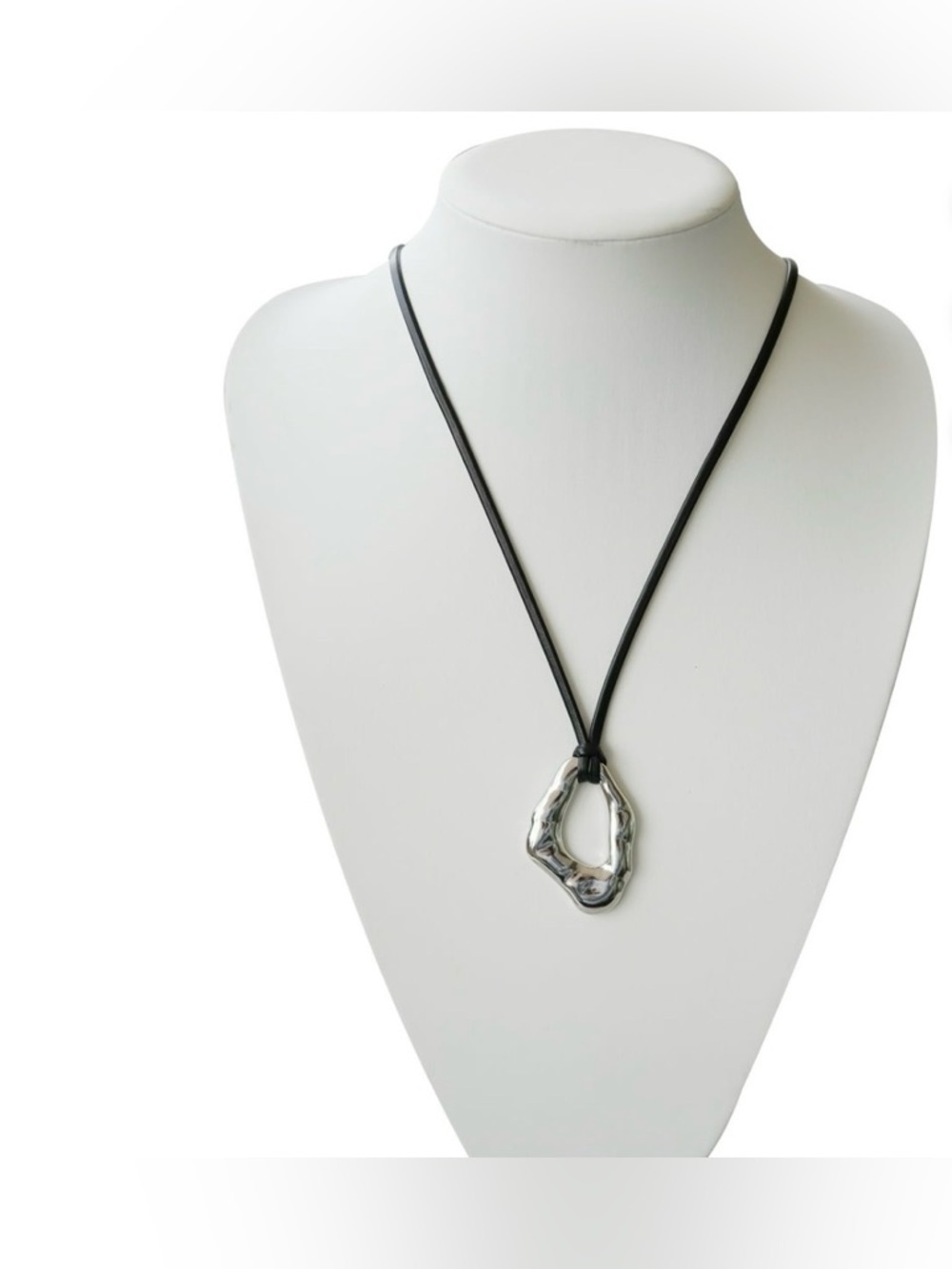 Time and Tru Faux Leather Necklace with Silver Tone Pendant